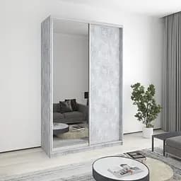 Шкаф-купе двухдверный MebelStar Комбо AL ДСП/Зеркало 150x60x240 см Бетон (MBS-4140)