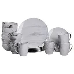 Столовий набір посуду тарілок і чашок 24 предмети на 6 персон Marmor порцеляновий, обідній столовий сервіз тарілок Yiwu MD-24-2G