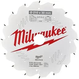 Диск пиляльний по дереву PFTE THIN KERF MILWAUKEE, діаметр 210x30x2,4мм, 16зуб.