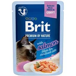 Вологий корм для стерилізованих котів Brit Premium Delicate Fillets in Gravy Salmon For Sterilised філе в соусі лосось 85 г