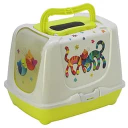 Moderna Trendy Cat Friends Forever закрытый туалет для котов c фильтром и совком лимонный 50х39х37 см