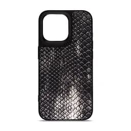 Кожаный чехол для Apple iPhone 15 Pro Max, Harder Lizard, черный, термополіуретан ТПУ + экокожа с имитацией кожи ящерицы, панель, защита корпуса, противоударный, микрофибра, рамка вокру камеры, защита всего корпуса, (ARM76873)
