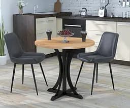 Круглий обідній стіл Ральф Loft Design Діаметр 80 см (Дуб Крафт золотий)
