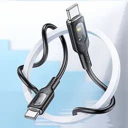 Дата кабель Hoco U120 Transparent explore intelligent power-off PD 60W Type-C to Type-C (1.2m) Black - мініатюра 5