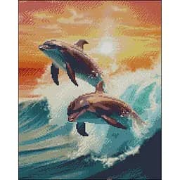 Алмазная мозаика Strateg ПРЕМИУМ Танец дельфинов без подрамника размером 40х50 см (ZAV4050-39)