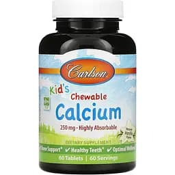 Кальций детский Carlson Kid's Chewable Calcium вкус ванили 60 жевательных таблеток