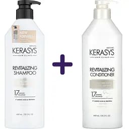 Набір: шампунь Kerasys Hair Clinic Revitalizing Shampoo оздоровчий 600 мл + кондиціонер Kerasys Revitalizing Conditioner Оздоровчий 600 мл duplication