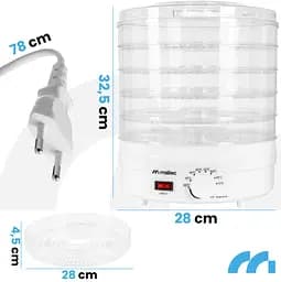 Харчова сушарка Maltec DryMaster II 500 Вт 11.5 л 5 лотків регулювання температури 35–70°C захист від перегріву BPA Free - мініатюра 2