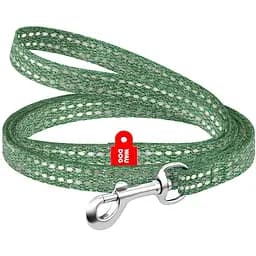 Повідець для котів та дрібних порід собак Waudog Re-cotton з відновленої бавовни світловідбиваючий, XS зелений