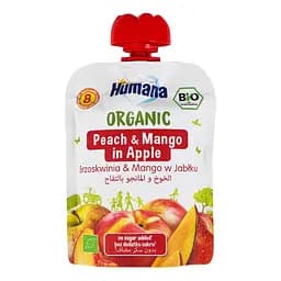 Пюре фруктове для дітей Humana Organic Peach&Mango in apple 90 г