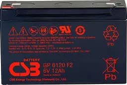 Акумулятор CSB AGM 6V (6V/12Ah/72Wh) (GP6120F2) [112289] - мініатюра 2