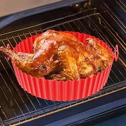 Кругла силіконова форма для аерогрилю, духовки та мультипечі 21х21 см, Kitchen Master Бежевий 87957 - мініатюра 9