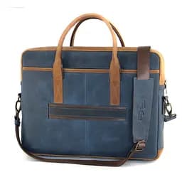 Сумка шкіряна для ноутбука синя 15,6 ', MacBook 16' Tom Stone  7171 BL-R - мініатюра 2