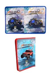 Папка на блискавці Kidis, А4, пластикова із глітером, High Speed, позашляховики