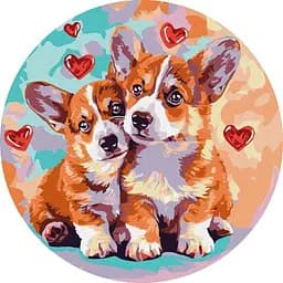 Картина за номерами Ideyka Парочка коргі 26x26 см (KHO-R1164)