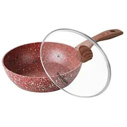 Сковорода Maxmark Granite. 28 см, с крышкой, красный (MK-FP5028G)