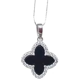 Золотая подвеска Платон Клевер с агатом. 3П180/67Б