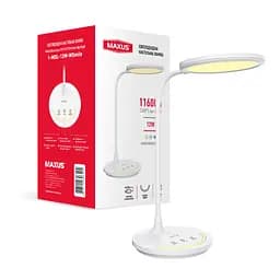 Настільна світлодіодна лампа MAXUS Desk Lamp 12W 3CCT WH Smile Nightlight