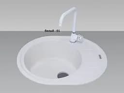 Кухонна мийка Adamant OVUM біла 615x495x200 мм, з крилом 61,5 см - мініатюра 3