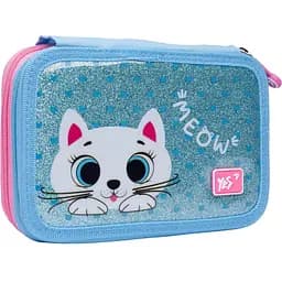 Пенал жесткий Yes HP-01 Cats, 13х21х4 см, голубой (533343)