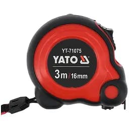 Рулетка Yato з сталевою стрічкою нейлоновим покриттям подвійним блокуванням 3 м x 16 мм (YT-71075)