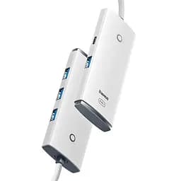 Хаб конвертер розгалужувач Baseus Lite Series 4-in-1 Usb-A to 4xUsb 3.0 білий 25 cm WKQX030002 - мініатюра 3
