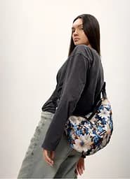 Жіноча сумка Sambag HOBO Bag-glove принт "Blue Flowers" 50 х 28 х 5 см (53400725) - мініатюра 5