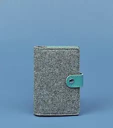 Женская фетровая обложка для паспорта 3.0 с кожаными бирюзовыми вставками