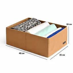 Кофр  ORGANIZE  для вертикального зберігання одягу з розділом 40*25*16 см (беж) - мініатюра 4