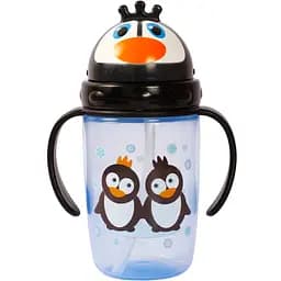 Поїльник-непроливайка Курносики з ручками з силіконовою соломинкою 360 мл блакитний (7224 син)