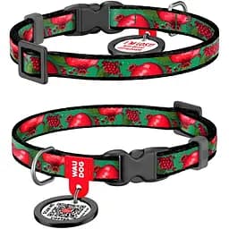 Нашийник для котів та дрібних порід собак Waudog Nylon Гранати з QR паспортом XS 20-30x1 см