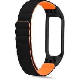 Ремешок Ribbed Silicone Mi Band 7 Черный Orange (01)