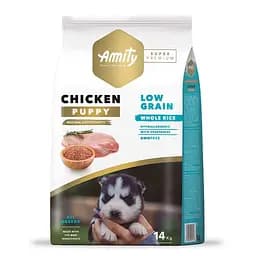 Низькозерновий корм для цуценят усіх порід з куркою і рисом Amity Super Premium Puppy 14 кг