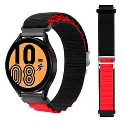 Ремінець для Samsung Galaxy Watch 4 44mm - чорно-червоний Watchbands NormalCloth ширина кріплення 20мм нейлоновий (W23-9WB12243223) - мініатюра 3