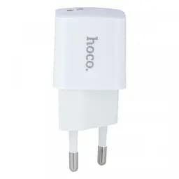 Мережевий зарядний пристрій 1Type-C Hoco N10 (PD20W) 3 A White + Cable Type-C to Lightning