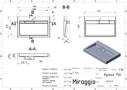 Умивальник Miraggio Agness 750 mirasoft 0001058, Білий матовий - мініатюра 5