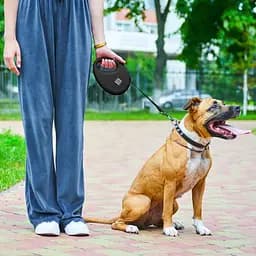 Повідець-рулетка для собак Waudog R-leash з контейнером для пакетів, світловідбивна стрічка, L до 40 кг, 5 м чорний - мініатюра 9