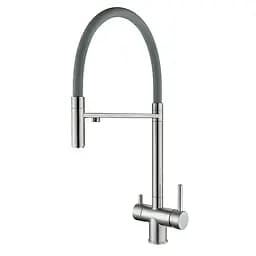 Смеситель для кухни на две воды с гибким изливом Zerix KIT-021 ZX4861 Нержавеющая сталь