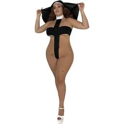 Еротичний костюм-хрест монашки DA "Відверта Лана" (боді та головний убір) XL