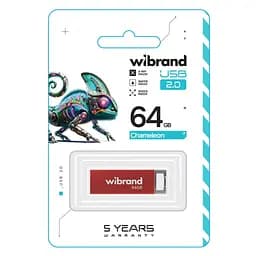 USB флеш накопичувач Wibrand 64GB Chameleon Red USB 2.0 (WI2.0/CH64U6R) - мініатюра 2