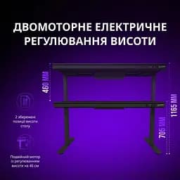 Геймерський стіл Lorgar ELITE 90G Glass Black (LRG-DE90G) - мініатюра 8