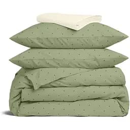 Комплект постільної білизни Cosas Olive CS6 Сімейний оливковий (OliveDots_El180x30-03VanillaCream_160x2)