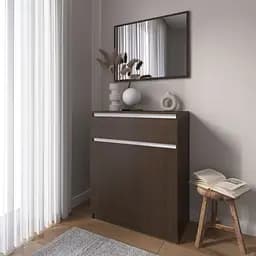 Комод тумба Vays R-23 Венге Темний-Білі планки, з шухлядою та відділенням з полицями, без ручок, ЛДСП, 80×40×98 см - для дому, спальні, передпокою