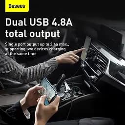 Адаптер автомобільний BASEUS Grain Pro автозарядний 2 USB 4.8 A (CCALLP-01) чорний - мініатюра 5