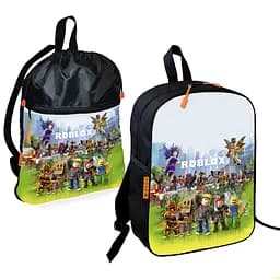 Школьный рюкзак детский Роблокс / Roblox + Сумка для обуви спортивной формы рюкзак-мешок мальчику (01832)