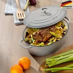 Гусятниця з кришкою чавунна KELA Calido 33х26х12 см (12608) сіра 6 л - мініатюра 3