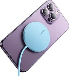 Бездротовий зарядний пристрій Baseus Simple Mini3 Magnetic Wireless Charger 15W Blue (CCJJ040303) [90316] - мініатюра 5