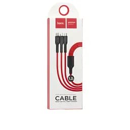 Кабель Hoco U31 Benay one pull three charging cable, Lightning + Micro + Type-c Red - мініатюра 2