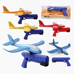 Пистолет с запуском C 70878 Самолёт, на колёсах, механический принцип работы, подсветка, в пакете (6900067708786) Микс
