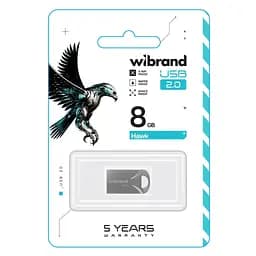 USB флеш накопичувач Wibrand 8GB Hawk Silver USB 2.0 (WI2.0/HA8M1S) - мініатюра 2